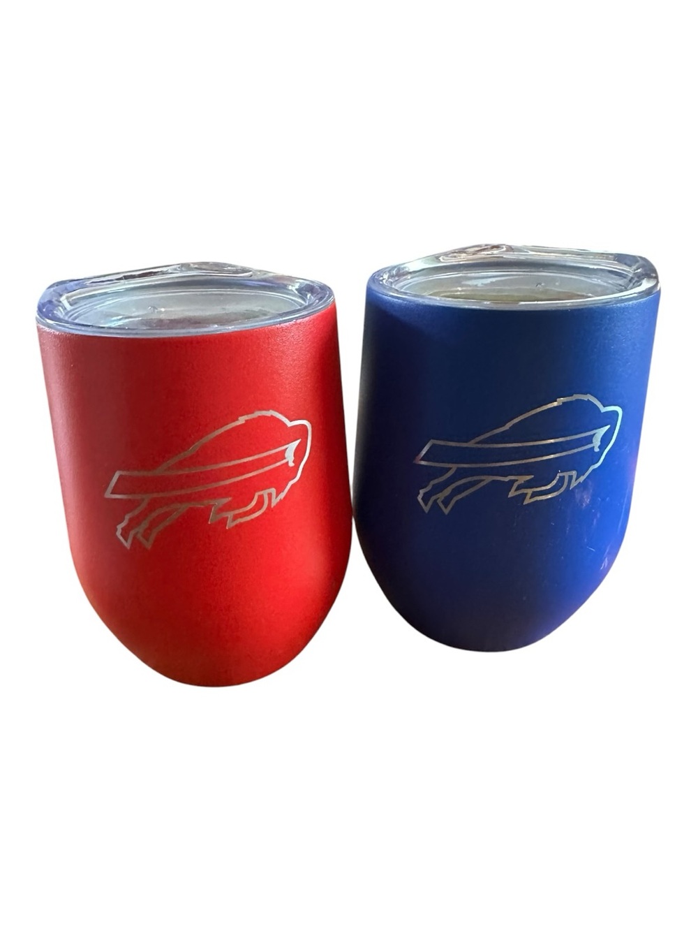 Buffalo Bills Insulated Tumblers Set of 2 Red Blue NFL Logo Cups w/ Lids